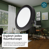 LED Aufbauleuchte in Schwarz, 6W, 230 V, IP44-geschützt, 600 lm, Lichtfarbe einstellbar, Ø109x28 mm, Deckenleuchte mit Diffusor, Badezimmerlampe