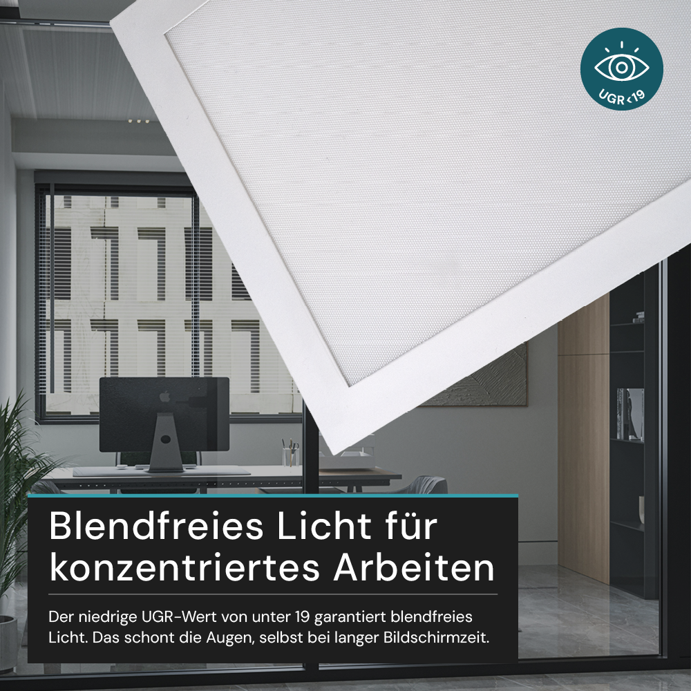 LUXULA LITEQ 80, LED-Panel mit Fernbedienung, 80×20 cm, weiß, 40 W, 4400 lm, UGR<19, Helligkeit und Lichtfarbe einstellbar