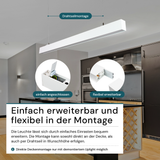 6er-Pack LED Büro-/Tresenleuchte Up&Down, weiß, 120 cm, 30 W, 3600 lm, UGR<19, 3000-6500 K (CCT), LIFUD Netzteil, erweiterbar, Aluminium.