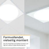5er Pack LED-Panel mit runder Leuchtfläche, 62x62 cm, 30 W, 3600 lm, 4000 K (neutralweiß), Lifud Netzteil.