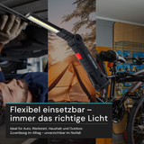 LED-Arbeitsleuchte mit Akku, 5 Lichtmodi, 11 cm, mit Magnet und Haken, USB-aufladbar, drehbare Taschenlampe, Inspektionsleuchte.