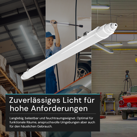 LED Feuchtraumleuchte SLIM, 150 cm, 48 W, 5760 lm, 4000 K (neutralweiß), IP65, IK06, durchschleifbar, mit Quick Connector