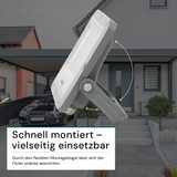 LED-Fluter, 30 W, 4000 K (neutralweiß), 3900 lm, grau, IP65.