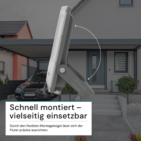 LED-Fluter, 100 W, 4000 K (neutralweiß), 12000 lm, grau, IP65.