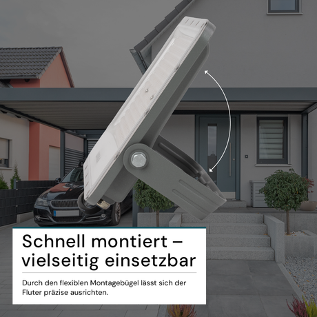 LED-Fluter, 150 W, 4000 K (neutralweiß), 18500 lm, grau, IP65.