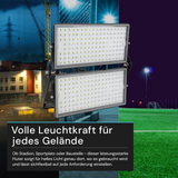 Stadion Fluter, 500 W, 5000 K (neutralweiß), 70000 lm, IP65, MOSO Treiber, hohe Energieeffizienz, Großflächenstrahler