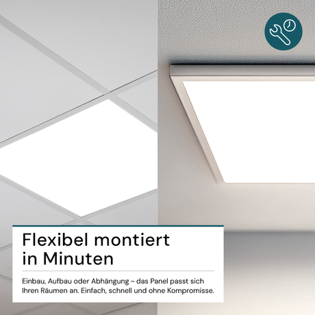 6er Pack LED-Panels, inkl Trafo, 36 W, 3600 lm, Rasterleuchten, 62x62 cm, 4000K (neutralweiß)