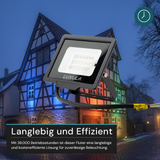 RGB LED-Fluter, 10 W, schwarz, IP65, mit Fernbedienung, RGBW-Farbwechsel