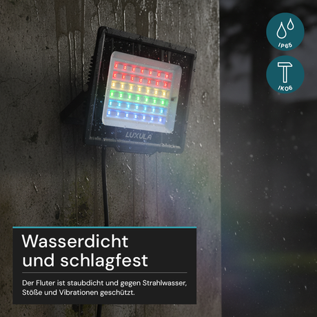 RGB LED-Fluter, 100 W, schwarz, IP65, mit Fernbedienung, RGBW-Farbwechsel