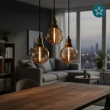 LED Filament Leuchtmittel, LINE, Amber, Globe G80, E27, 2W, 65lm, 1800K, dimmbar