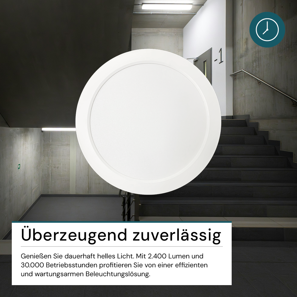 LED Aufbauleuchte in Weiß, 24 W, 230 V, IP44-geschützt, 2400 lm, Lichtfarbe einstellbar, 229x34 mm, Deckenleuchte mit Diffusor, Badezimmerlampe