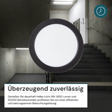 LED Aufbauleuchte in Schwarz, 18 W, 230 V, IP44-geschützt, 1800 lm, Lichtfarbe einstellbar, Ø224x35 mm, Deckenleuchte mit Diffusor, Badezimmerlampe
