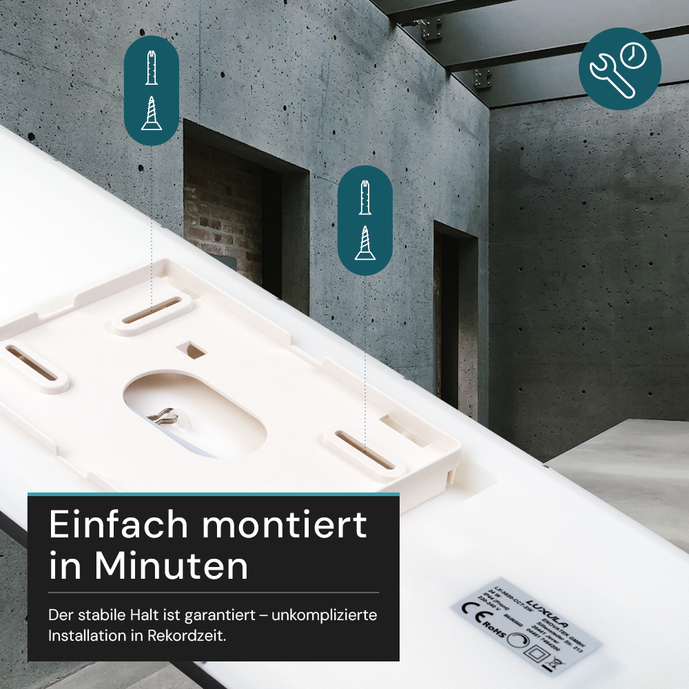 LED-Panel mit Fernbedienung, 58×20 cm, schwarz, 24 W, 2200 lm, IP44 Wassergeschützt, Helligkeit und Lichtfarbe einstellbar