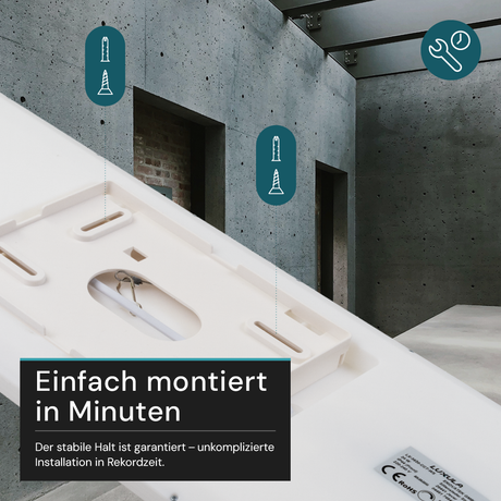 LED-Panel mit Fernbedienung, 58×20 cm, weiß, 24 W, 2200 lm, IP44 Wassergeschützt, Helligkeit und Lichtfarbe einstellbar
