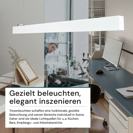 3er-Pack LED Büro-/Tresenleuchte Up&Down, weiß, 120 cm, 30 W, 3600 lm, UGR<19, 3000-6500 K (CCT), LIFUD Netzteil, erweiterbar, Aluminium.
