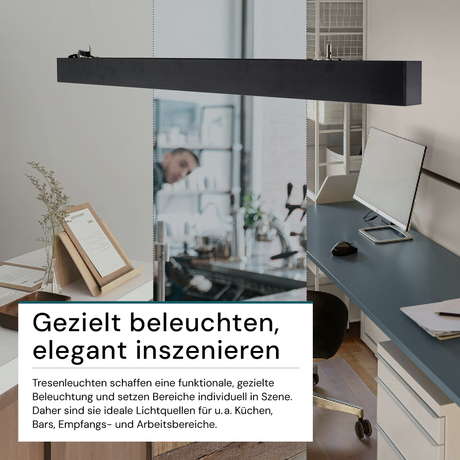 6er-Pack LED Büro-/Tresenleuchte Up&Down, schwarz, 120 cm, 30 W, 3600 lm, UGR<19, 3000-6500 K (CCT), LIFUD Netzteil, erweiterbar, Aluminium.
