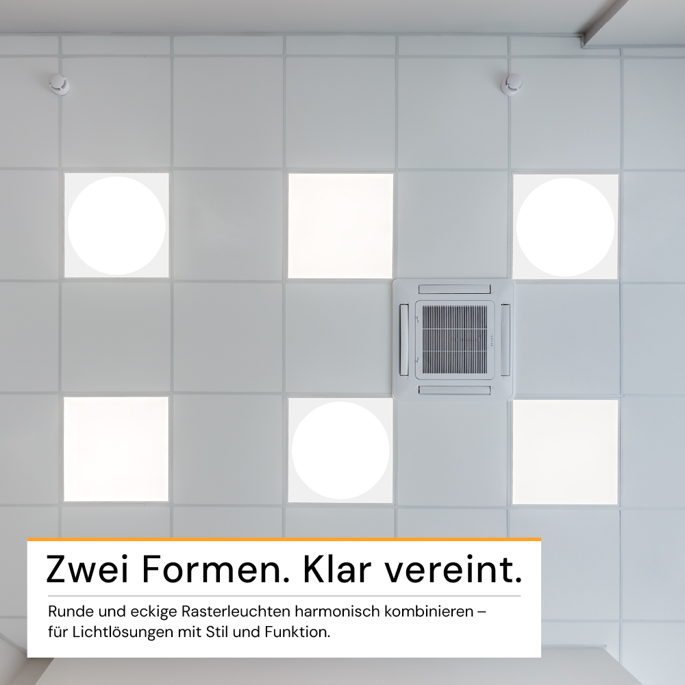 5er Pack LED-Panel mit runder Leuchtfläche, 62x62 cm, 30 W, 3600 lm, 4000 K (neutralweiß), Lifud Netzteil.