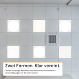 5er Pack LED-Panel mit runder Leuchtfläche, 62x62 cm, 30 W, 3600 lm, 4000 K (neutralweiß), Lifud Netzteil.