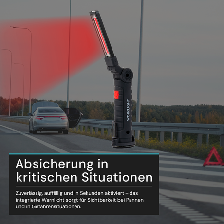 LED-Arbeitsleuchte mit Akku, 5 Lichtmodi, 11 cm, mit Magnet und Haken, USB-aufladbar, drehbare Taschenlampe, Inspektionsleuchte.