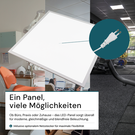 4er Pack LED-Panel mit Farbtemperaturwechsel CCT, 3000-6000 K, 62x62 cm, Back-lit, 36W, 3600 lm