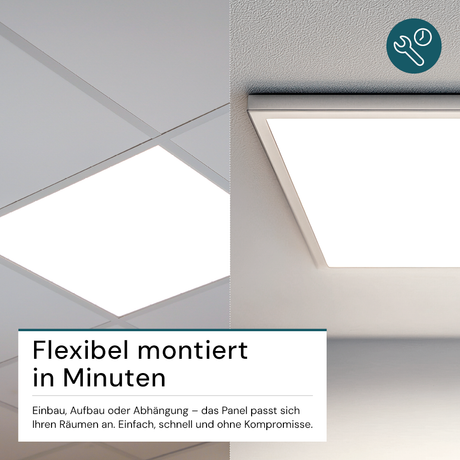 6er Pack LED-Panels, 62x62 cm, UGR19, 4000 K, 36 W, 3600 lm