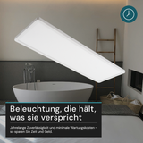 LED-Panel mit Fernbedienung, 58×20 cm, weiß, 24 W, 2200 lm, IP44 Wassergeschützt, Helligkeit und Lichtfarbe einstellbar