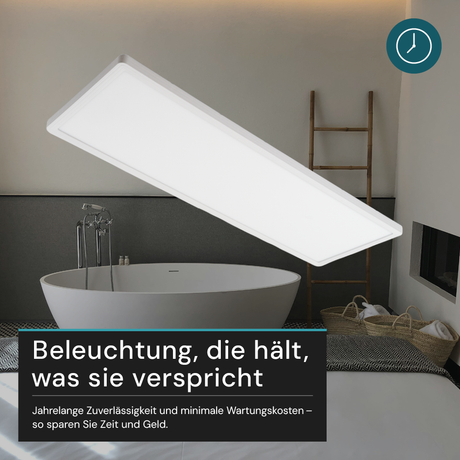 LED-Panel mit Fernbedienung, 58×20 cm, weiß, 24 W, 2200 lm, IP44 Wassergeschützt, Helligkeit und Lichtfarbe einstellbar