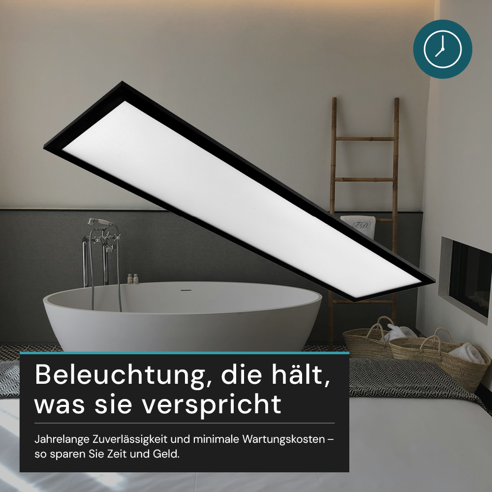 LUXULA LITEQ 80, LED-Panel mit Fernbedienung, 80×20 cm, schwarz, 40 W, 4400 lm, UGR<19, Helligkeit und Lichtfarbe einstellbar