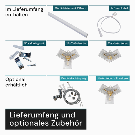 LED Deckenleuchte, HexaForm, 8er Set, 6500 K (kaltweiß), Hexagon Leuchte, Garagenlampe, Salon Beleuchtung