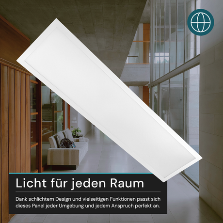 LUXULA LITEQ 100, LED-Panel mit Fernbedienung, 100×25 cm, weiß, 40 W, 4400 lm, UGR<19, Helligkeit und Lichtfarbe einstellbar