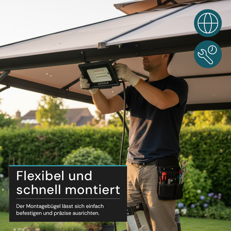RGB LED-Fluter, 30 W, schwarz, IP65, mit Fernbedienung, RGBW-Farbwechsel