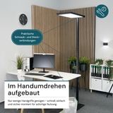 LED Büro-Stehleuchte, Up/Down, in Schwarz, 100 W, 7000 lm, 4000 K (neutralweiß), UGR<16, CRI98, dimmbar, RG0, Bridgelux LED, Arbeitsplatzleuchte
