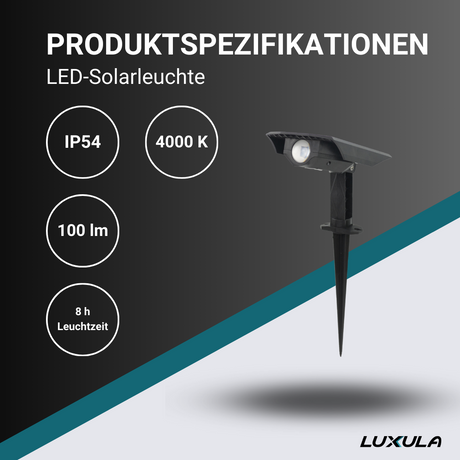 6er-Pack Solar Gartenstrahler, mit verstellbarem Lichtwinkel, 8 Stunden Leuchtdauer, 4000 K (neutralweiß), IP54-Wasserdicht, Gartenspot.