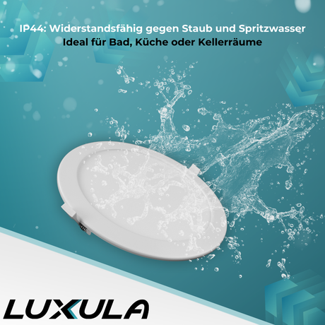 LED CCT Downlight, dimmbar 12W, 1190 lm, ø170x32mm, 3000-4000-6000K einstellbar, mit Diffusor, IP44, rund.
