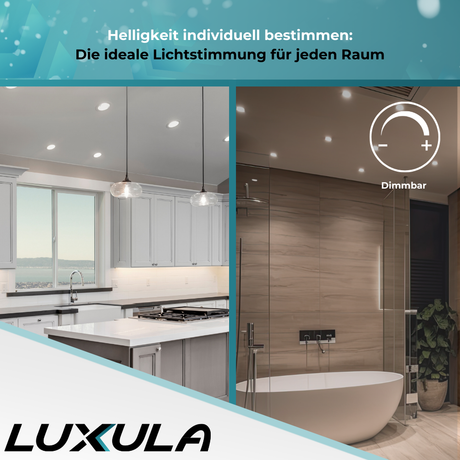 LED CCT Downlight, dimmbar, 6W, 525 lm, ø115x32mm, 3000-4000-6000K einstellbar, mit Diffusor, IP44, rund.