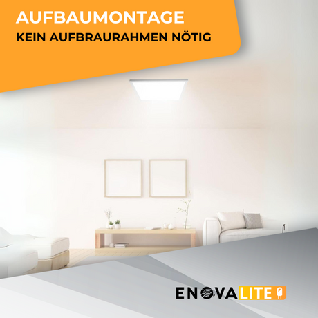 LED Panel SLIM, Aufbaupanel mit integriertem Netzteil, UGR<19, 60x60 cm, Aufputzleuchte, 30 W, 3300 lm, 4000 K.