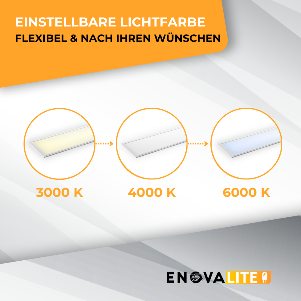 LED CCT Panel mit Fernbedienung, 120x30 cm, 36 W, 3600 lm.