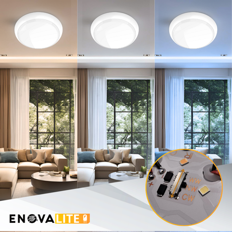 LED-Notstrom Deckenleuchte, mit Bewegungsmelder, 8 h Notlicht, 18 W, 1800 lm, 3000-6000 K (warm-, neutral-, kaltweiß), IP65, IK09, Gruppensteuerungsfunktion.