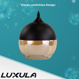 Elegante Pendelleuchte in schwarz, kugelförmig, aus Glas, E27-Fassung, IP20, Ø20 cm.