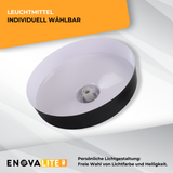 Elegante Pendelleuchte in Schwarz, runde Form, aus Stahl, E27-Fassung, IP20, Ø40 cm.
