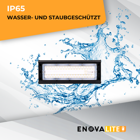 2er Pack LED-Hallenleuchte, linear, 50 W, 6000 lm, 5000 K (neutralweiß), IP65, ENEC-Zertifizierung, schwarz.
