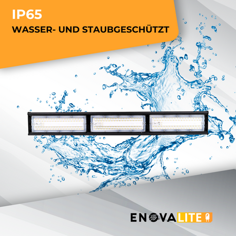 4er Pack LED-Hallenleuchte, linear, 150 W, 18000 lm, 5000 K (neutralweiß), IP65, ENEC-Zertifizierung, schwarz.