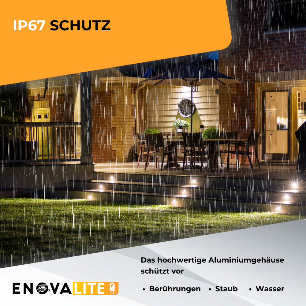 6er Set LED Bodeneinbaustrahler, Ø 65 x 80 mm, 5 W, 300 lm, 3000 K (warmweiß), schwarz, Aluminiumdruckguss, EPISTAR.