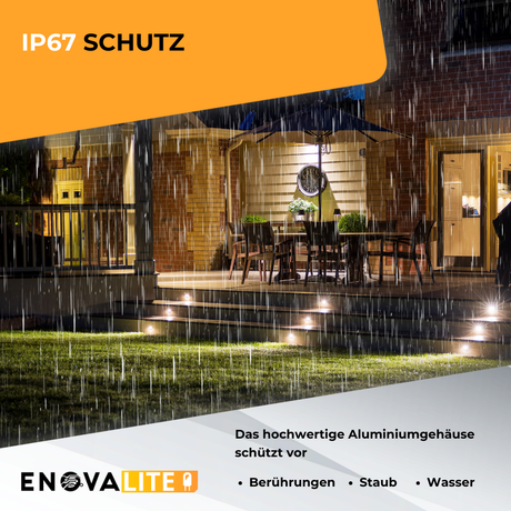 4er Set LED Bodeneinbaustrahler, Ø 65 x 80 mm, 5 W, 300 lm, 3000 K (warmweiß), schwarz, Aluminiumdruckguss, EPISTAR.