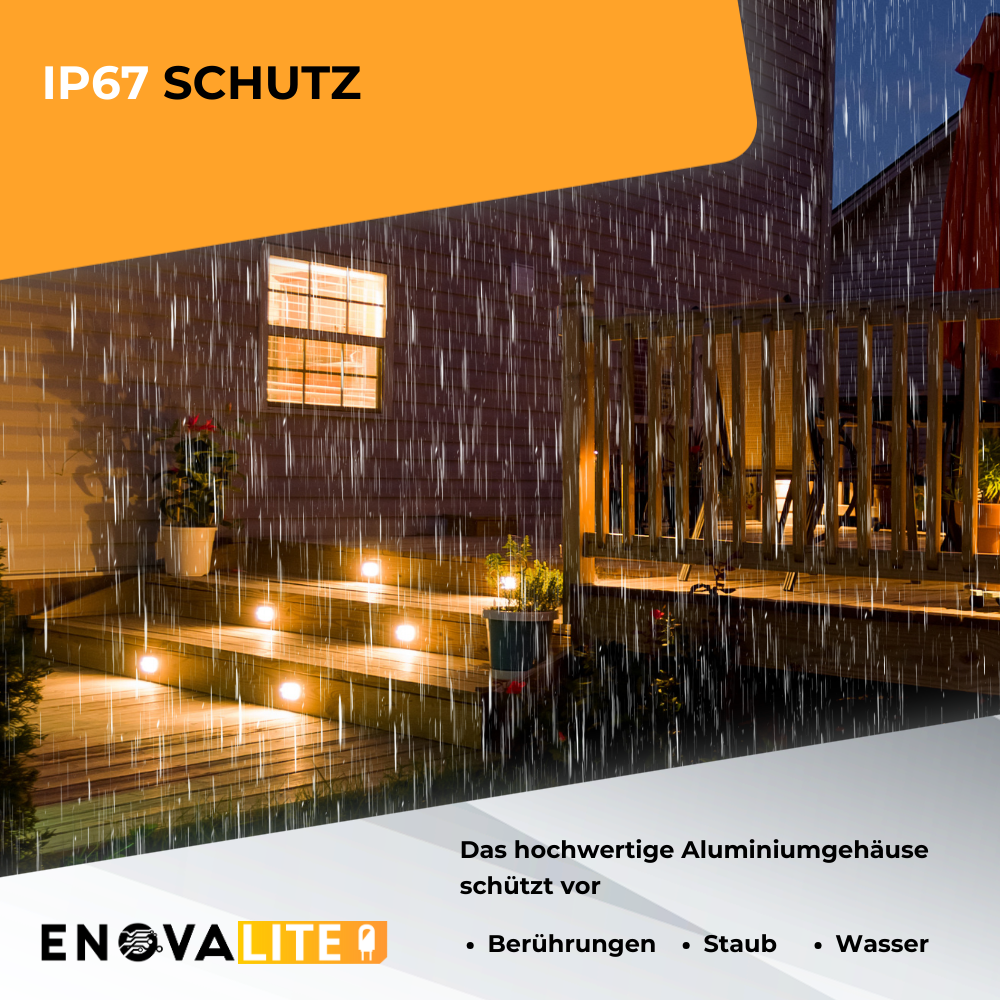 4er Set LED Bodeneinbaustrahler, 7 W, 490 lm, 3000 K (warmweiß), Chromoptik, Edelstahl und Aluminiumdruckguss, EPISTAR.