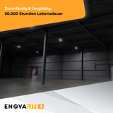 9er-Pack LED-Hallenstrahler, mit Bewegungsmelder, Leistung einstellbar, 100/150/200W, 4000 K (neutralweiß), 17000-34000 lm, IP65, 0-10V dimmbar, inkl Fernbedienung.