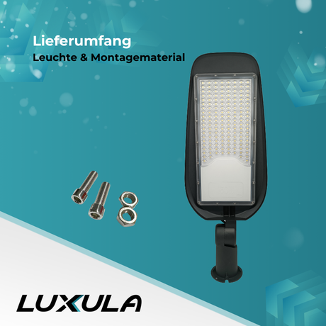 5er Pack LED-Straßenleuchte, Wegeleuchte, 50 W, 5800 lm, 5000 K (neutralweiß), IP65, Ø48-60 mm.