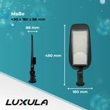 5er Pack LED-Straßenleuchte, Wegeleuchte, 50 W, 5800 lm, 5000 K (neutralweiß), IP65, Ø48-60 mm.