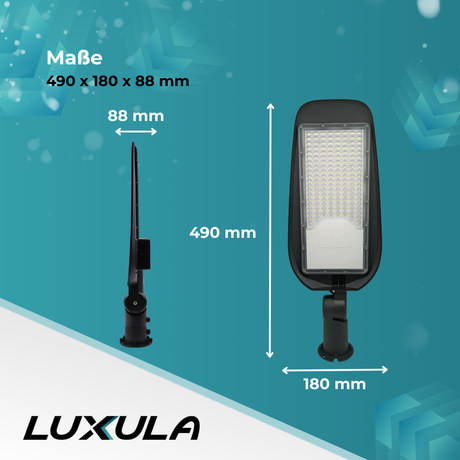 2er Pack LED-Straßenleuchte, Wegeleuchte, 50 W, 5800 lm, 5000 K (neutralweiß), IP65, Ø48-60 mm.
