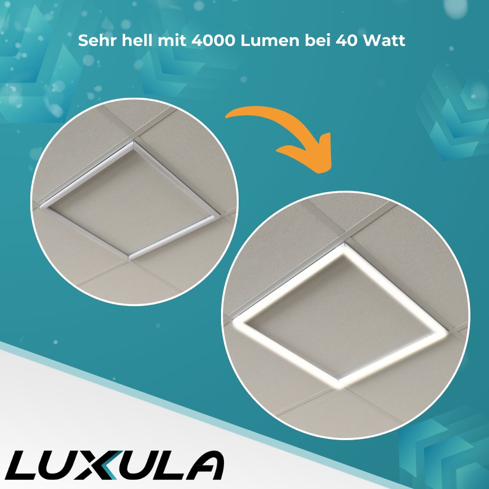 6er Set LED Leuchtrahmen, 62x62 cm, 40 W, 4000 lm, 4000 K, steckbar.